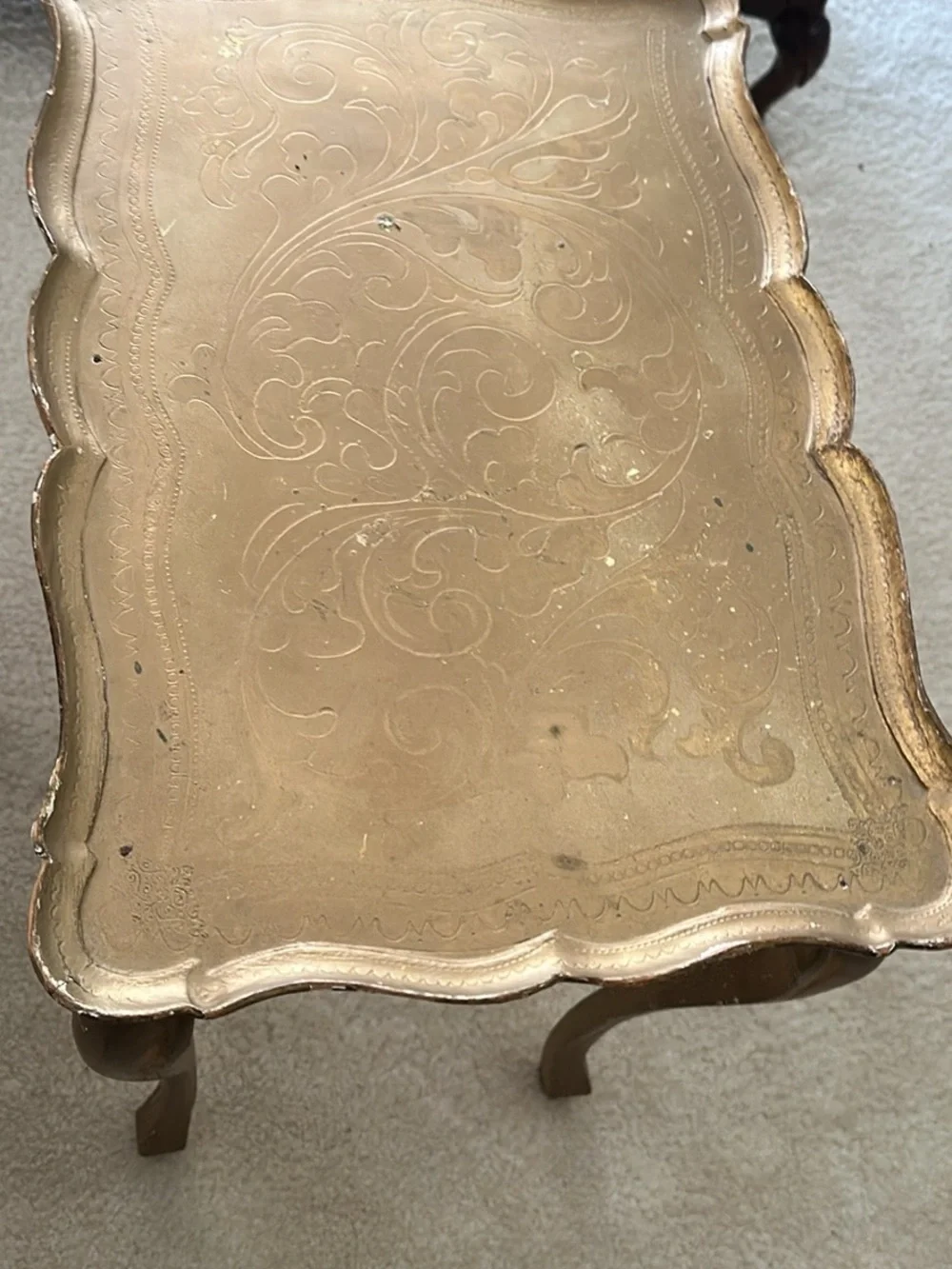 Gold Scalloped 3-Tier Nesting Vanity Trays